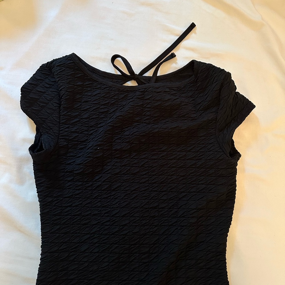 ASOS Black Quilted Short Sleeve Top